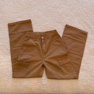 Camel High Waisted Cargo Pants
